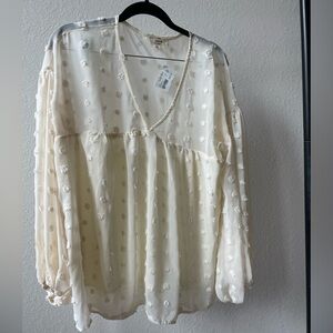 NWT Cream Long Sleeve Blouse